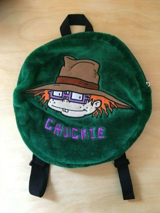 Vtg 1998 Viacom Rugrats Chuckie Green Plush Backpack Bold Retro 12 " Festivals