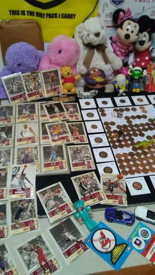 VINTAGE JUNK DRAWER,  ERROR LINCOLN CENTS 2018,  HOT WHEELS STUFFIES,  SPORT CARDS, 2