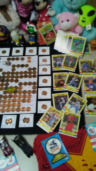 VINTAGE JUNK DRAWER,  ERROR LINCOLN CENTS 2018,  HOT WHEELS STUFFIES,  SPORT CARDS, 5