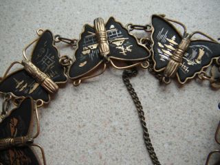 PRICE DROP Vintage 1950 ' s Amita Japan Gold & Silver Damascene Niello Bracelet 6