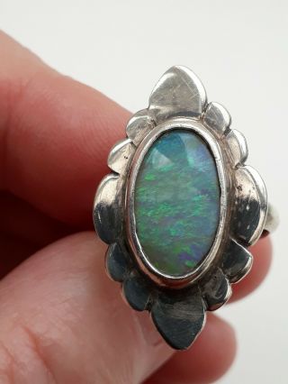 Vintage Arts & Crafts Art Deco 925 Silver And Fire Opal Stone Ring Size L 89