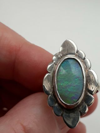 Vintage arts & crafts art deco 925 silver and fire opal stone ring size L 89 2