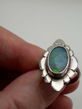 Vintage arts & crafts art deco 925 silver and fire opal stone ring size L 89 3
