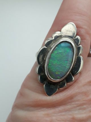 Vintage arts & crafts art deco 925 silver and fire opal stone ring size L 89 8