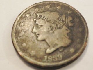 1839 Large Matron Head Penny - 0120 - Vintage 180 Year Old Coin