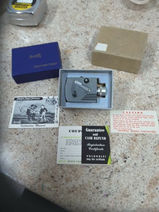 Vintage Universal Minute 16mm Miniature Spy Camera Mini W/original Box & Inserts