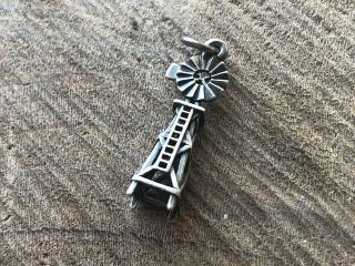 Vintage Sterling Silver 3 - D Wind Mill Texas Charm