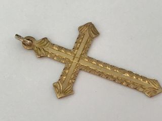 Vintage 9 Ct Gold Cross Pendant.  1 1/4” X 3/4”.