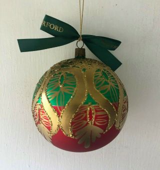 Vintage Waterford Holiday Heirlooms Peacock Grande Glass Ball Christmas Ornament