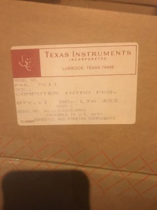 Nos Texas Instruments Ti - 99/4a Intro Package Phl 7011