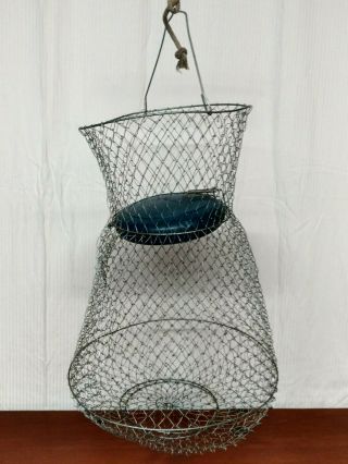 Vintage Metal Mesh Collapsible Fish Basket