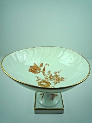 Elegant Vintage Limoges Pedestal Candy Dish With Gold Accents France
