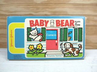 Vtg Johnson & Johnson Baby Bear Plays At Home Vinyl Activity Book 1982