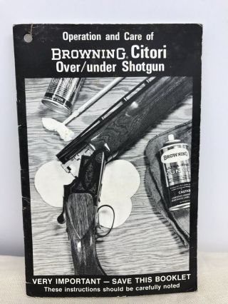 Browning Citori Operation And Care Booklet Vintage Registration Card