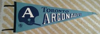 Vtg Toronto Argonauts Single 1 Bar Full Size Cfl Football Pennant Tip