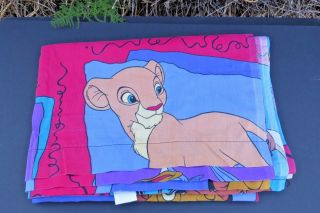 Vtg Disney The Lion King Twin Flat Bed Sheet Fabric Nala Simba Zazu Pumbaa
