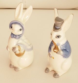 Cute Pair Wade Mr & Mrs Vintage Rabbit Set 2 Bunnies