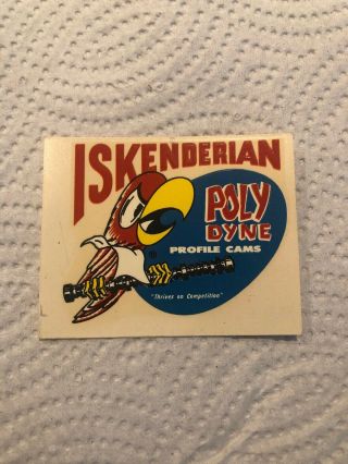 Rare Vintage Water Slide Decal Iskenderian Isky Hot Rod Drag Racing Parrot 1960s
