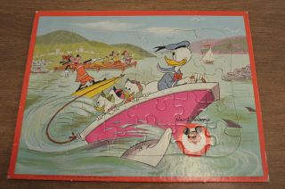 Vintage Walt Disney Jaymar Frame - Tray Puzzle Donald Duck Goofy