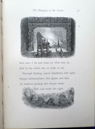 VICTORIAN DECOR GILT BOOK H.  W.  LONGFELLOW 1875 HANGING OF THE CRANE 5