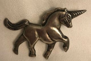 Vintage Sterling Silver 925 Unicorn Pin And Pendant 2.  25” X 1.  75”