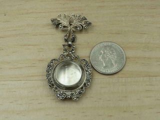 Vintage Art Deco Sterling Silver Marcasite Mourning Jewelry Pin/Brooch 2