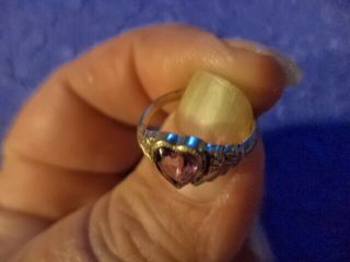 Vintage Victorian Baby Ring 1/20 12K Gold Filled Size 3 Purple Heart Stone 2