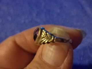 Vintage Victorian Baby Ring 1/20 12K Gold Filled Size 3 Purple Heart Stone 4