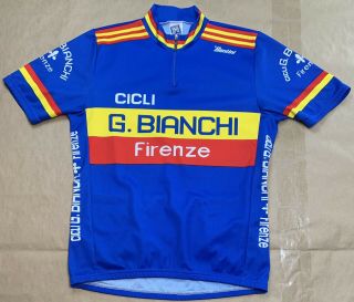 Vintage Santini Cycling Jersey G.  Bianchi Firenze Made In Italy Bicycle Sz Xl
