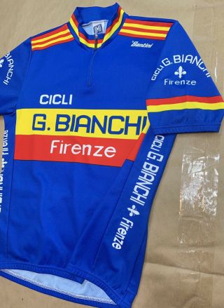 Vintage Santini Cycling Jersey G.  Bianchi Firenze Made In Italy Bicycle Sz XL 3