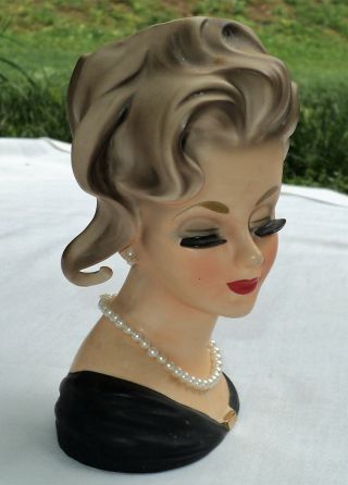 Vintage Inarco E - E - 1062 Lady Headvase Starlet Grace Kelly Curl Pearls