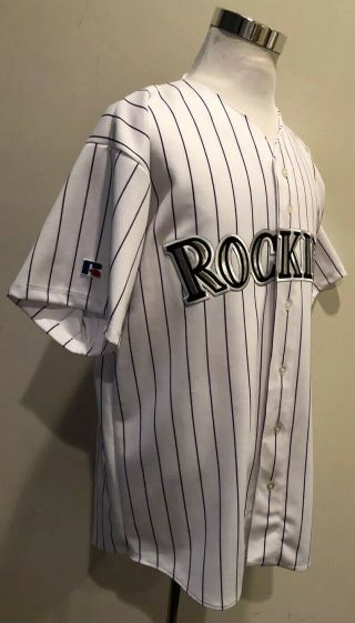 Men ' s Vintage Russell Athletic USA Colorado Rockies White Pinstripe Jersey 2XL 4