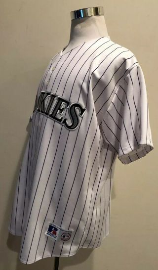 Men ' s Vintage Russell Athletic USA Colorado Rockies White Pinstripe Jersey 2XL 5