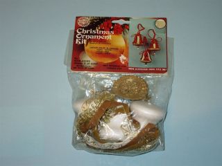 Nip Vintage 1975 Walco Christmas Ornament Kit Pkg Of 3 Mini Gold Bells