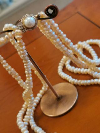 Vintage Triple Strand Cultured Seed Pearl Necklace