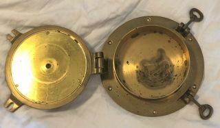 Vintage Brass Ship ' s Clock Porthole Marine Nautical 24 - Hour Time Maritime As - Is 5