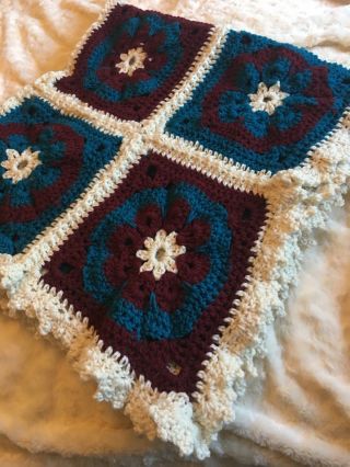 Vintage Retro Quilt Hand Crocheted Afghan Granny Multi - Color Blanket Or Throw