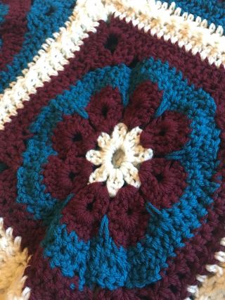VINTAGE retro QUILT Hand Crocheted Afghan Granny Multi - Color Blanket or Throw 3