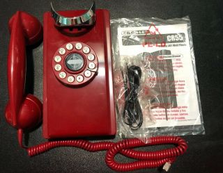 Crosley 302 Corded Push Button Dial Retro Vintage Wall House Telephone - Red 2