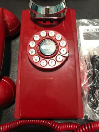 Crosley 302 Corded Push Button Dial Retro Vintage Wall House Telephone - Red 3