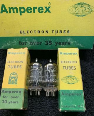 2 Nos Matched Amperex 12ax7 Ecc83 Bugle Boy Tubes Holland 1963