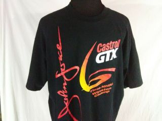 John Force Nascar Racing Castrol Gtx Mens 2xl T Shirt Black All Sport Vtg 90s