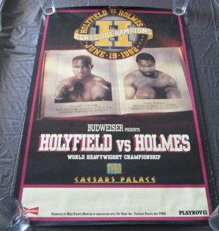 Vintage 1992 Evander Holyfield Vs Larry Holmes Boxing Fight Poster Man Cave