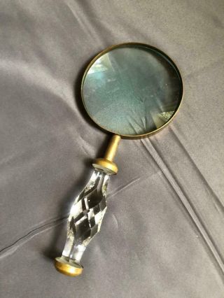 Vintage Handheld Magnifying Glass Clear Handle 9 " Long Rd