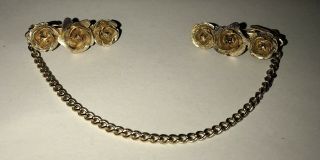 Vintage Gold Tone Sweater Clip Sweater Guard - Roses