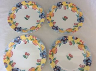 Vintage Corelle Fruit Basket Salad Plate,  7 - 1/4”,  Set Of 4