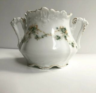 Eglantine Porcelain Sugar Bowl Tea Ohme Vintage Green Flowers Germany No Lid