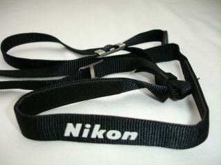 Nikon Camera Neck Strap Classic Vintage White Logo On Black,  Metal Buckles