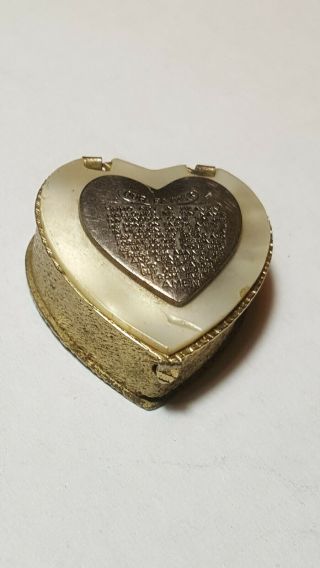Vintage Heart Shaped Goldtone Rosary Locket With Lords Prayer Pendant Catholic