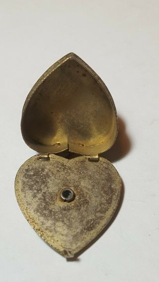 Vintage Heart Shaped goldtone Rosary locket with lords prayer pendant Catholic 4